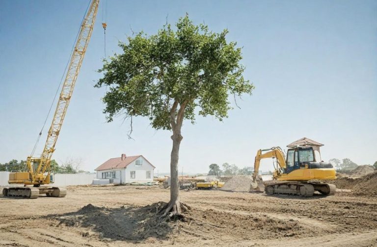geschädigter Baum auf Baustelle